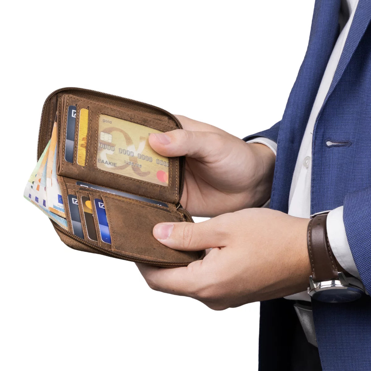 Leder Geldbörse Herren Portemonnaie RFID Hochformat Geldbeutel Echtleder Tan