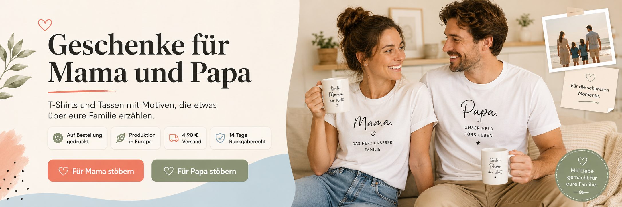 Geschenke für Mama und Papa – T-Shirts und Tassen mit Motiven, die etwas über eure Familie erzählen